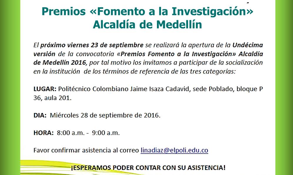 Medellín Investiga – Premio 2016