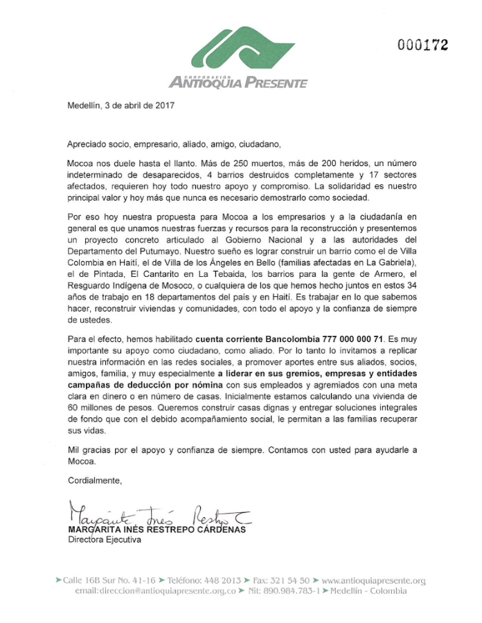 Carta Antioquia Presente