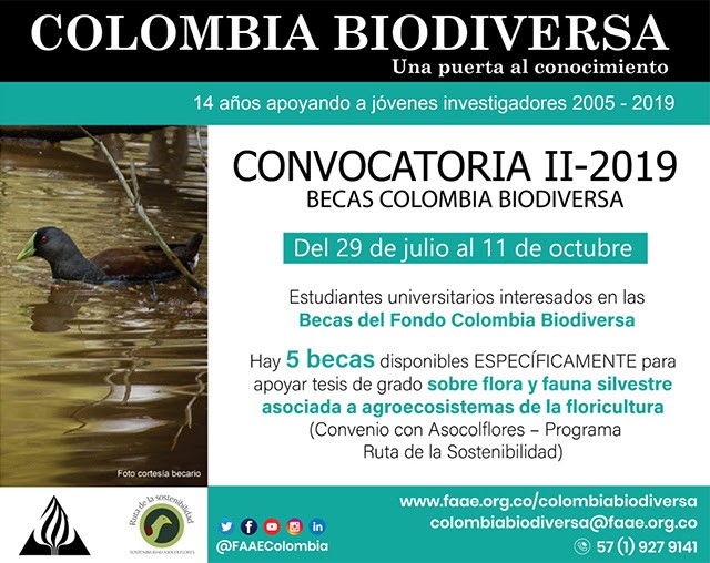 Abierta Convocatoria 2019-II Becas Colombia Biodiversa