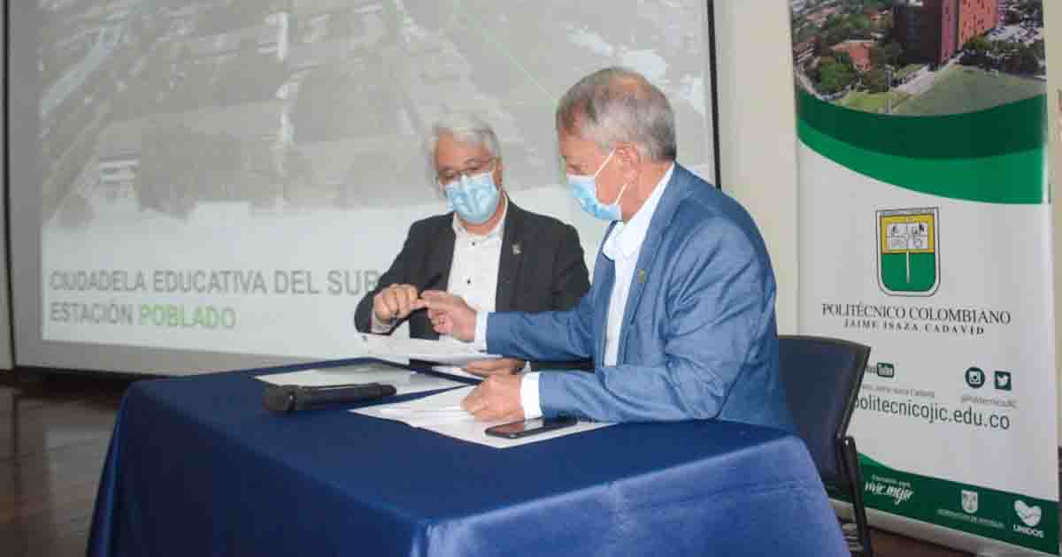 El POLI y el Metro de Medellín firman convenio interadministrativo para promover el desarrollo de la ciudadela educativa del sur y el entorno de la estación El Poblado del sistema masivo