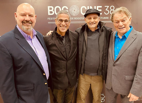 Steve Saxon y César Rodríguez, codirectores; Pablo Impelluso, montajista y Rick Haak, co-protagonista en la versión 38 del Festival de Cine de Bogotá