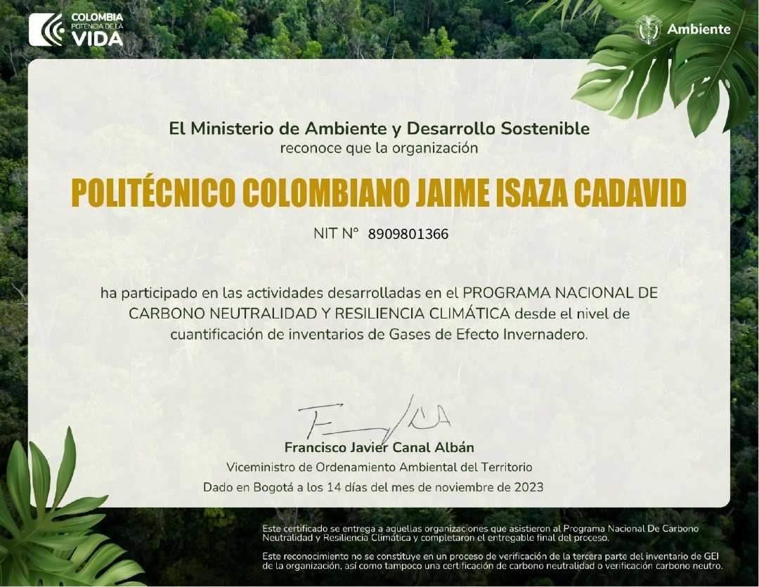 Certificado Alianza Carbono Neutralidad